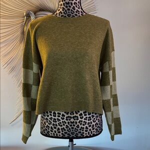 Blu Pepper Olive and pale green Checkered Sweater